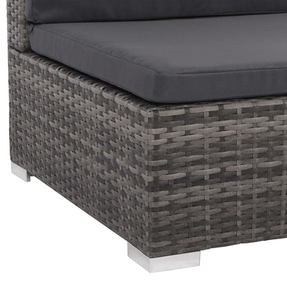 -Delige Loungeset Met Kussens Poly Rattan Grijs