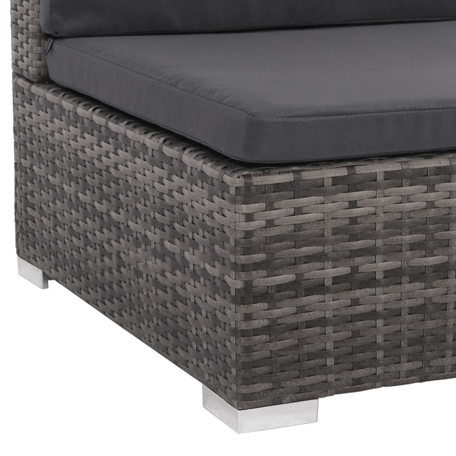 -Delige Loungeset Met Kussens Poly Rattan Grijs