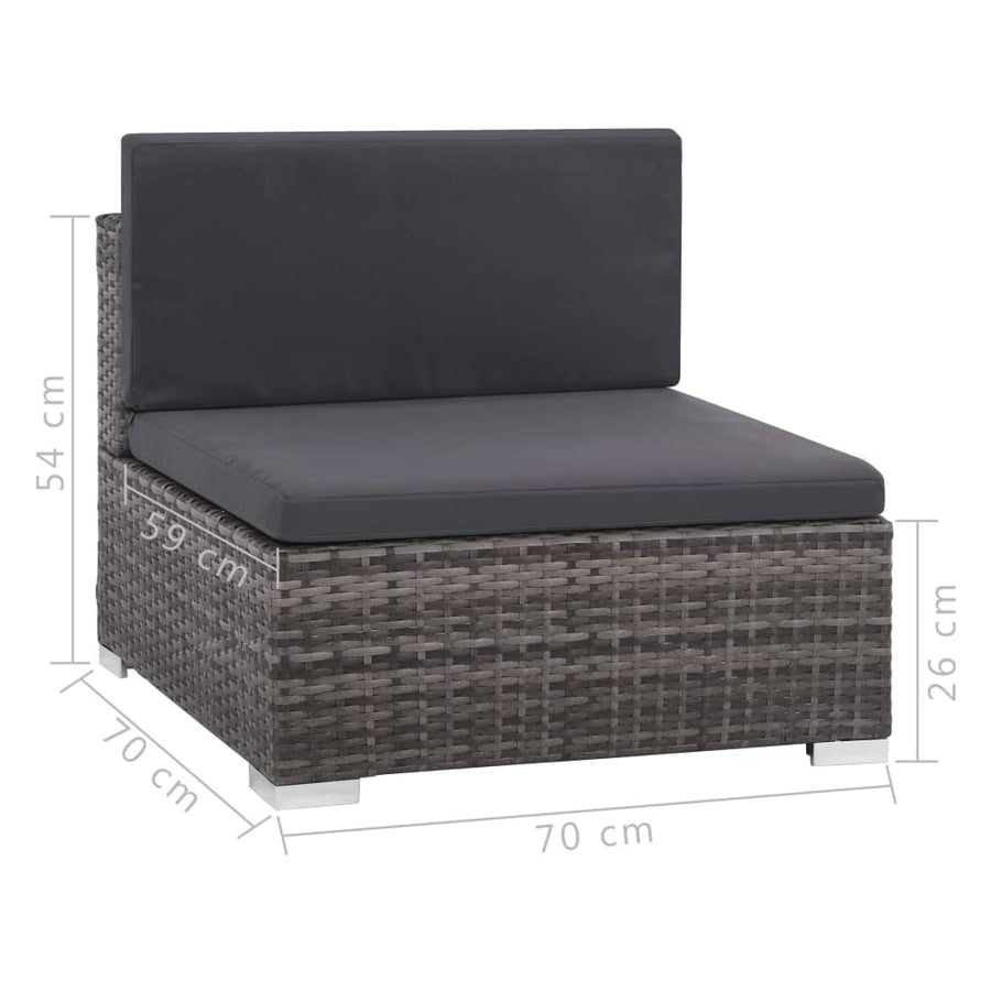 -Delige Loungeset Met Kussens Poly Rattan Grijs