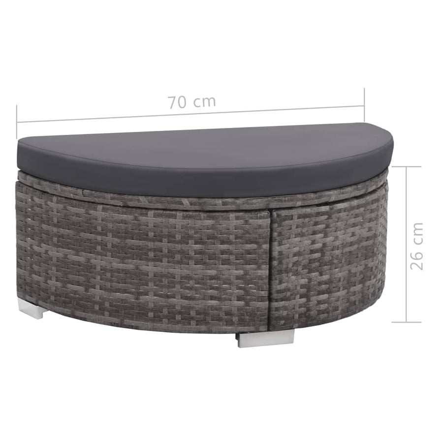 -Delige Loungeset Met Kussens Poly Rattan Grijs