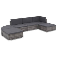 -Delige Loungeset Met Kussens Poly Rattan Grijs