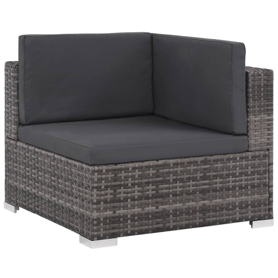 -Delige Loungeset Met Kussens Poly Rattan Grijs