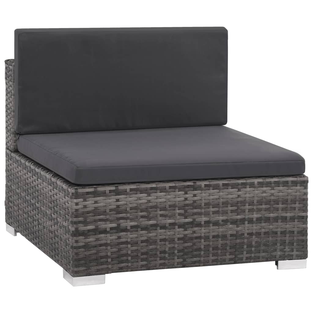 -Delige Loungeset Met Kussens Poly Rattan Grijs