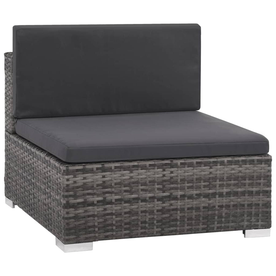 -Delige Loungeset Met Kussens Poly Rattan Grijs