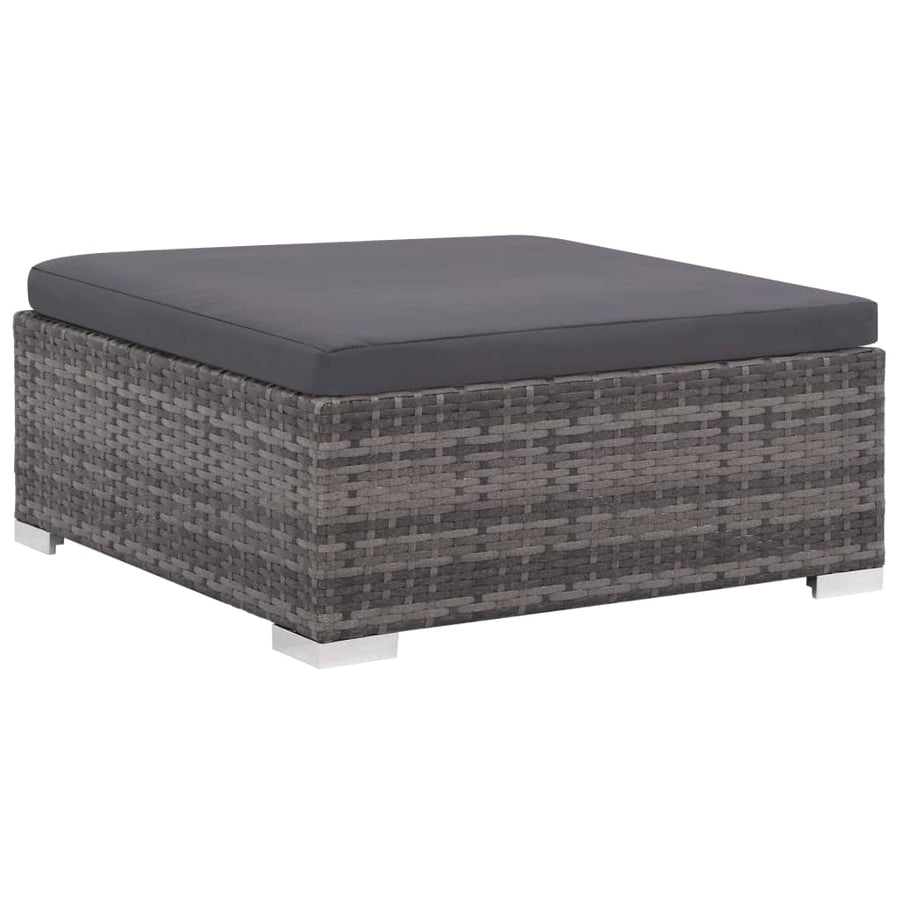 -Delige Loungeset Met Kussens Poly Rattan Grijs