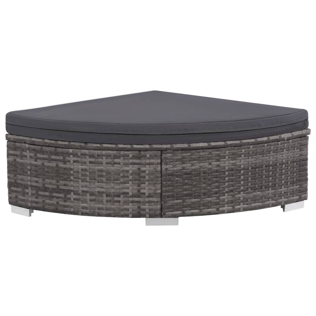 -Delige Loungeset Met Kussens Poly Rattan Grijs