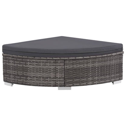 -Delige Loungeset Met Kussens Poly Rattan Grijs