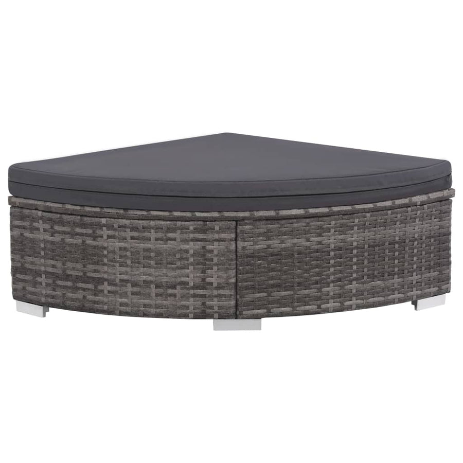-Delige Loungeset Met Kussens Poly Rattan Grijs