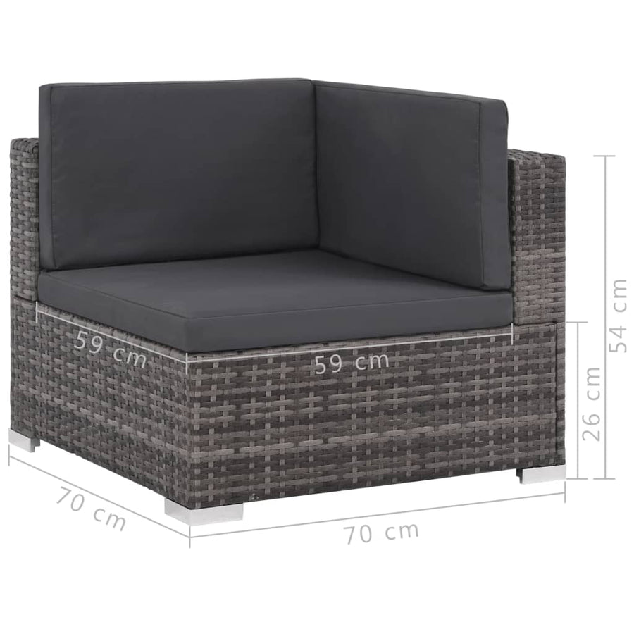 -Delige Loungeset Met Kussens Poly Rattan Grijs
