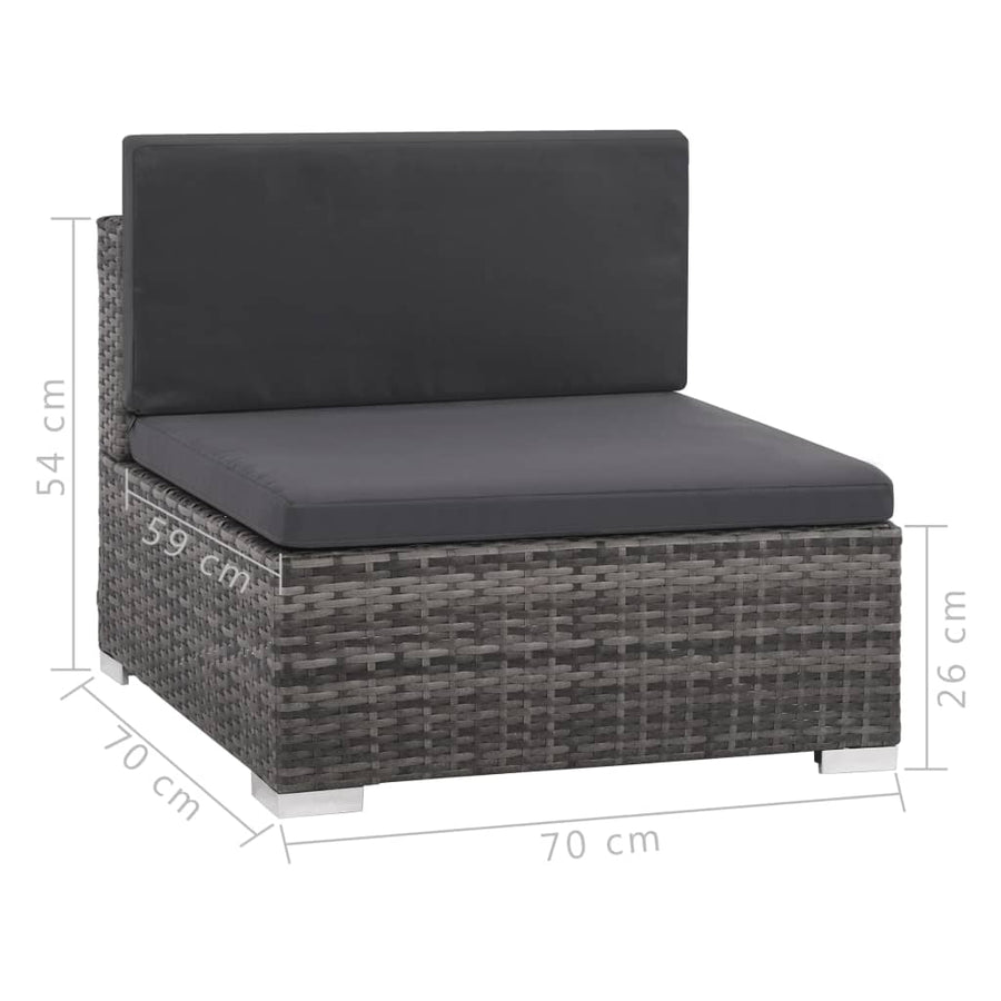-Delige Loungeset Met Kussens Poly Rattan Grijs