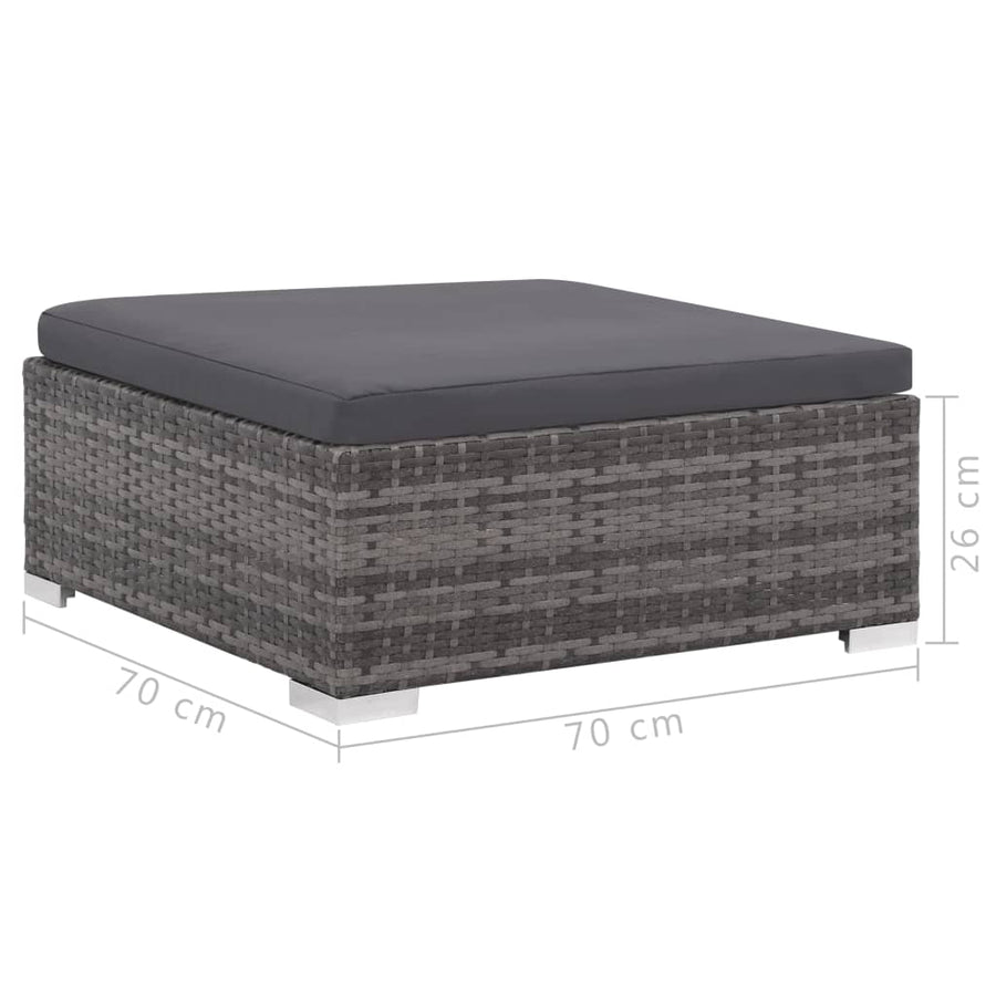 -Delige Loungeset Met Kussens Poly Rattan Grijs