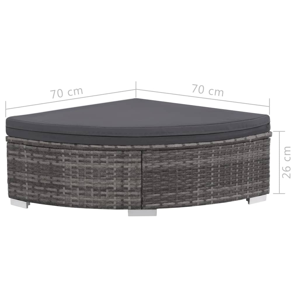 -Delige Loungeset Met Kussens Poly Rattan Grijs