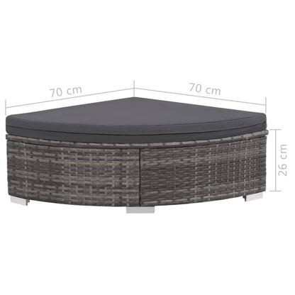 -Delige Loungeset Met Kussens Poly Rattan Grijs