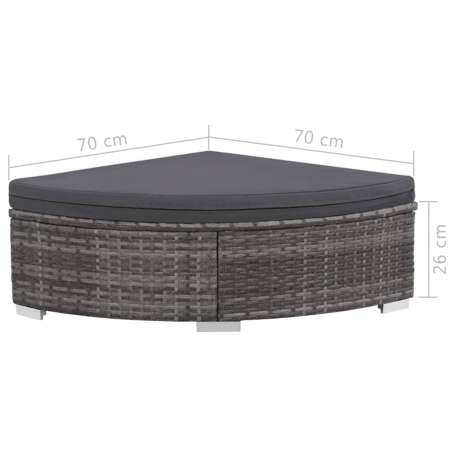 -Delige Loungeset Met Kussens Poly Rattan Grijs