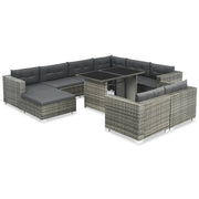 Loungeset 10-delig poly rattan grijs