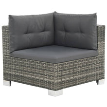 -Delige Loungeset Met Kussens Poly Rattan Grijs