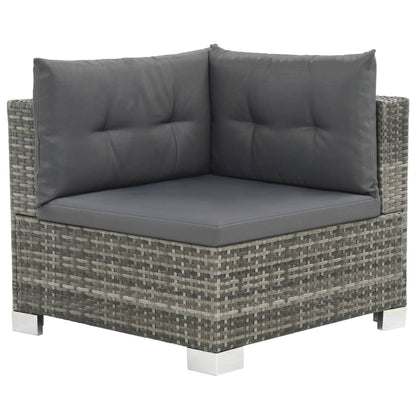 -Delige Loungeset Met Kussens Poly Rattan Grijs