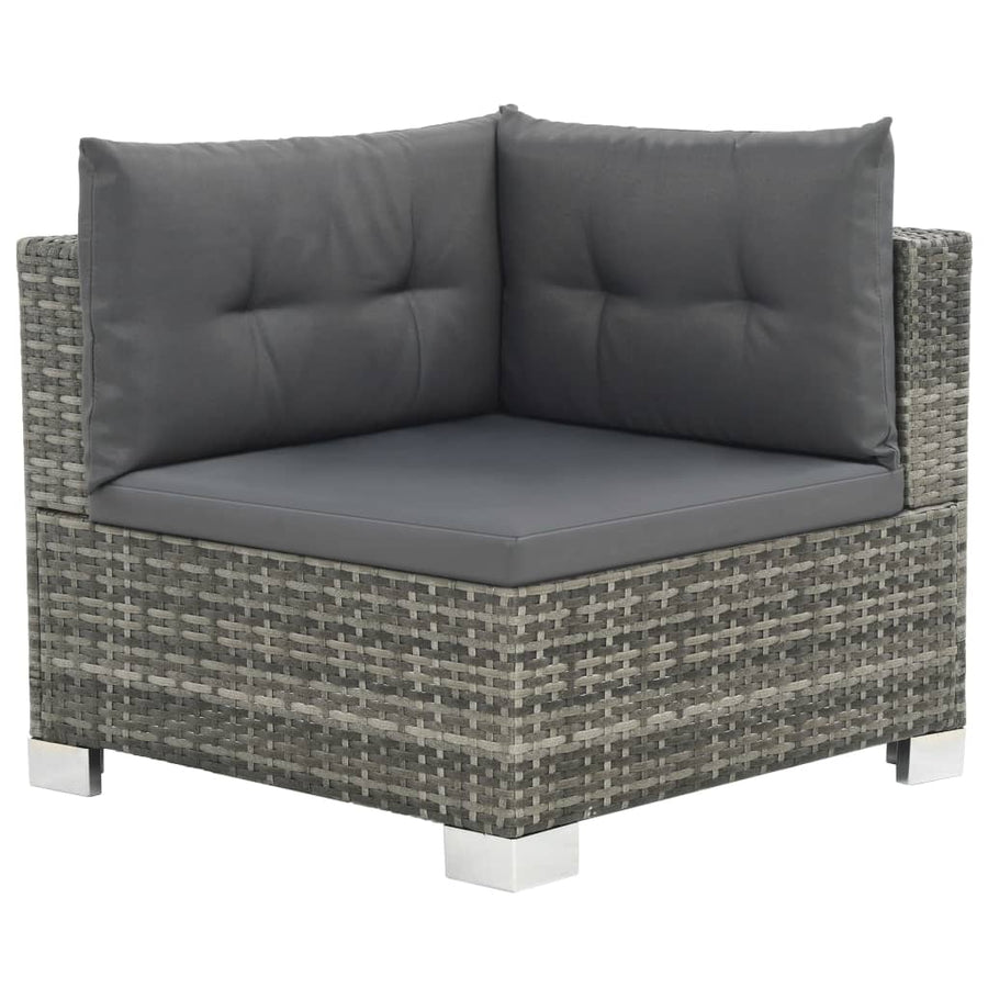 -Delige Loungeset Met Kussens Poly Rattan Grijs