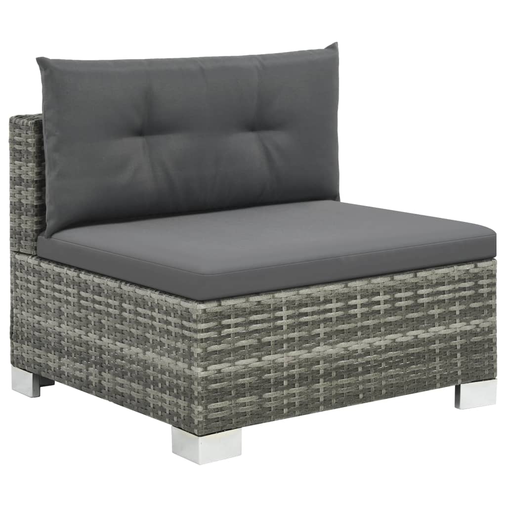 -Delige Loungeset Met Kussens Poly Rattan Grijs