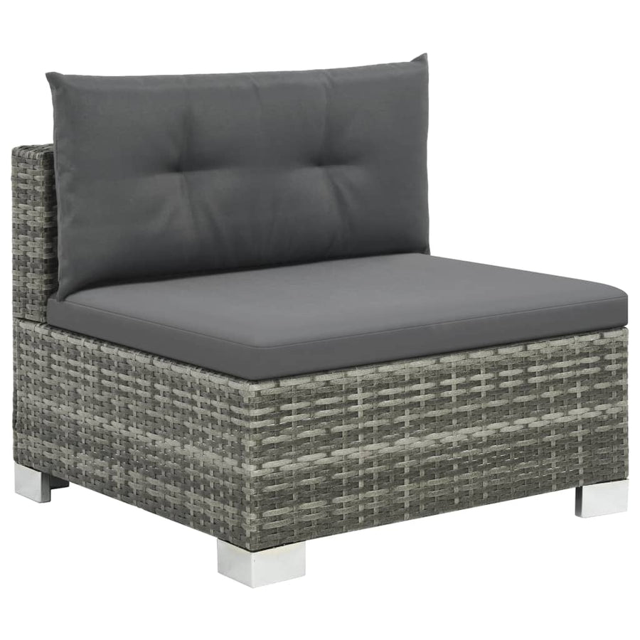 -Delige Loungeset Met Kussens Poly Rattan Grijs