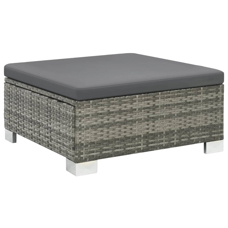 -Delige Loungeset Met Kussens Poly Rattan Grijs