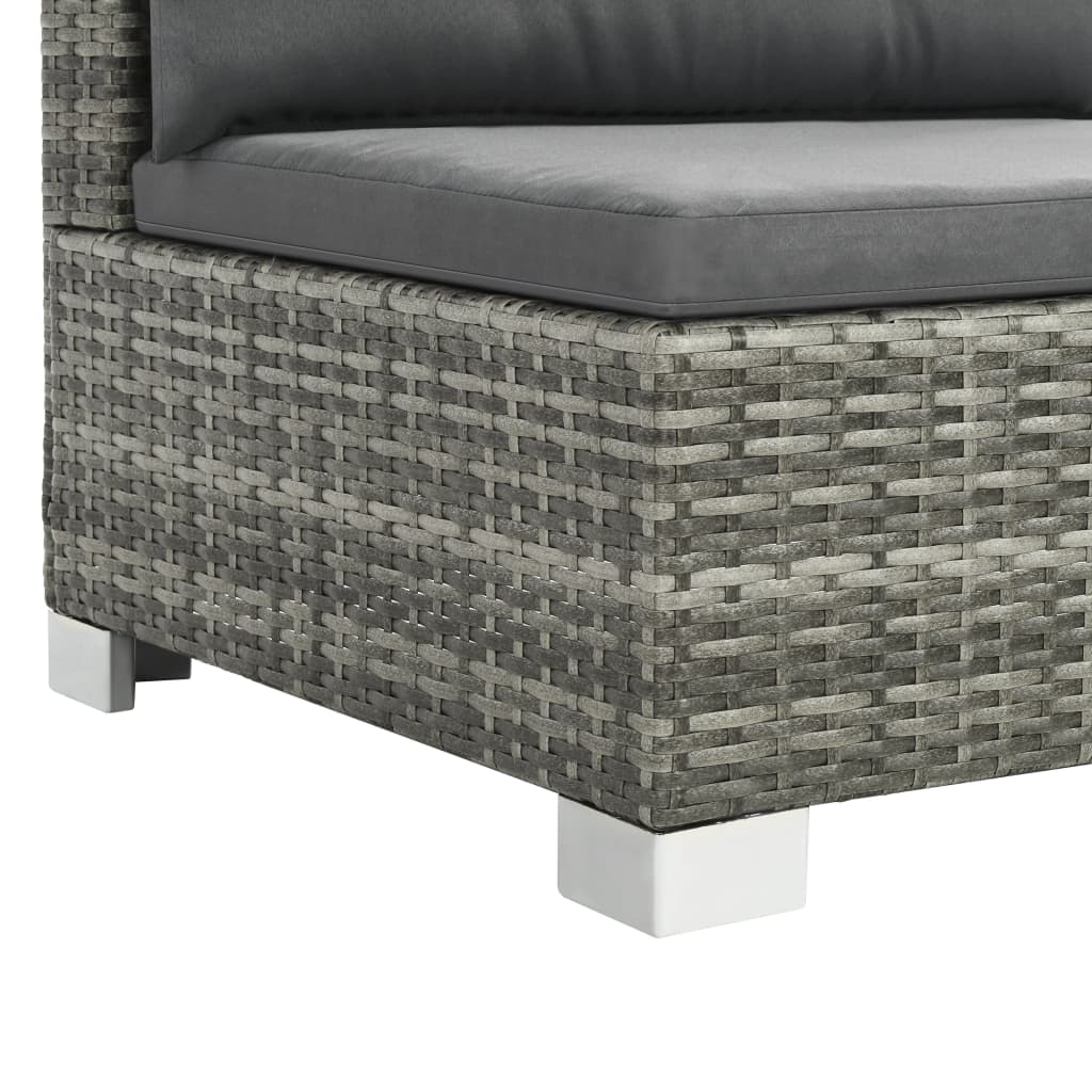 -Delige Loungeset Met Kussens Poly Rattan Grijs