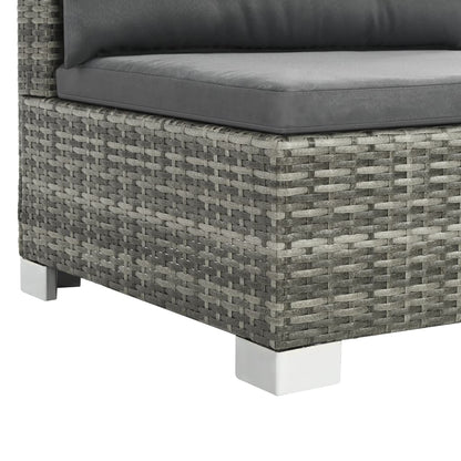 -Delige Loungeset Met Kussens Poly Rattan Grijs