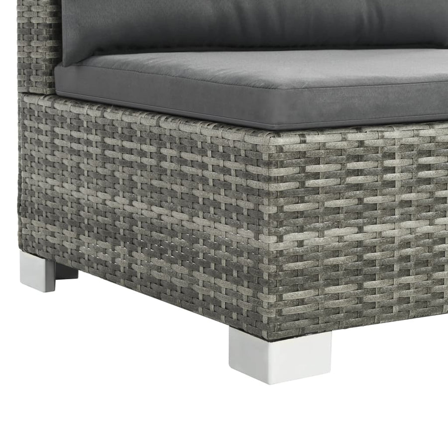 -Delige Loungeset Met Kussens Poly Rattan Grijs