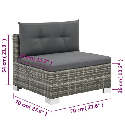 -Delige Loungeset Met Kussens Poly Rattan Grijs
