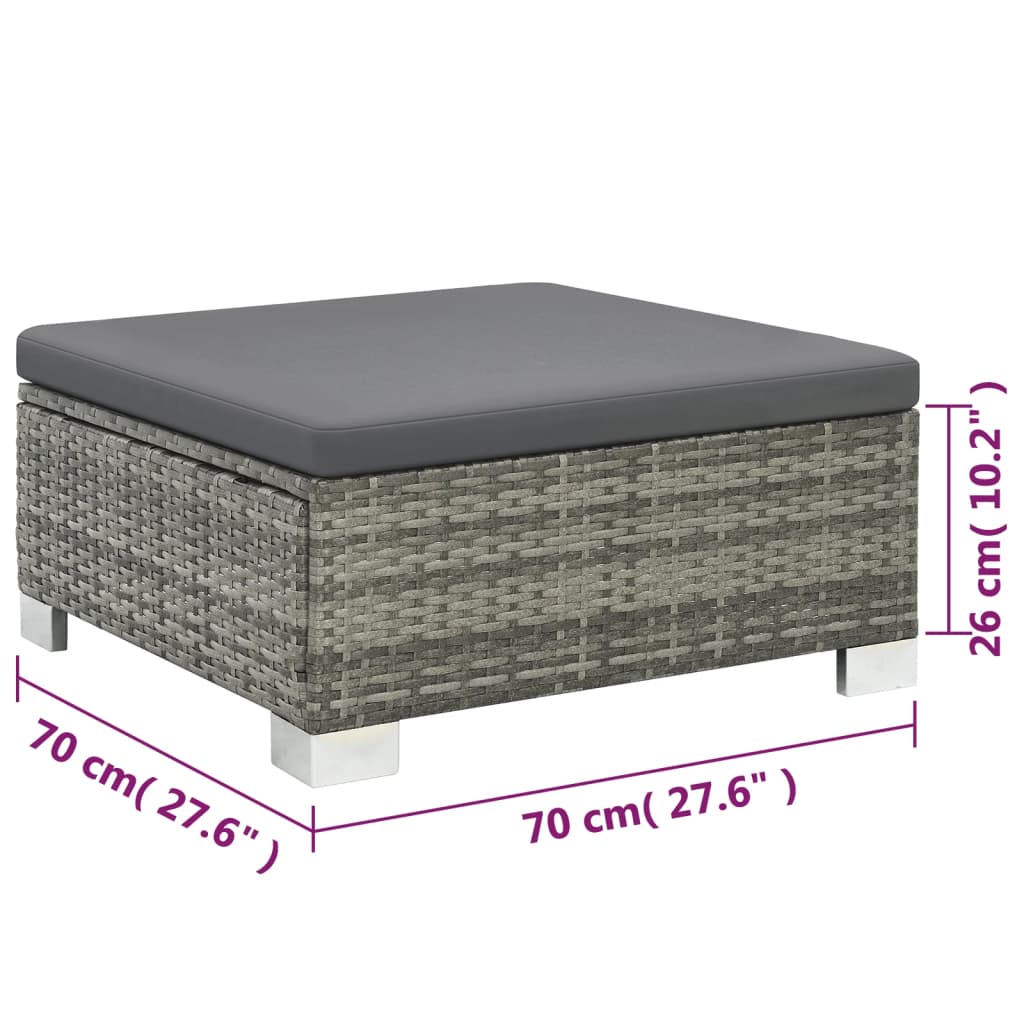 -Delige Loungeset Met Kussens Poly Rattan Grijs