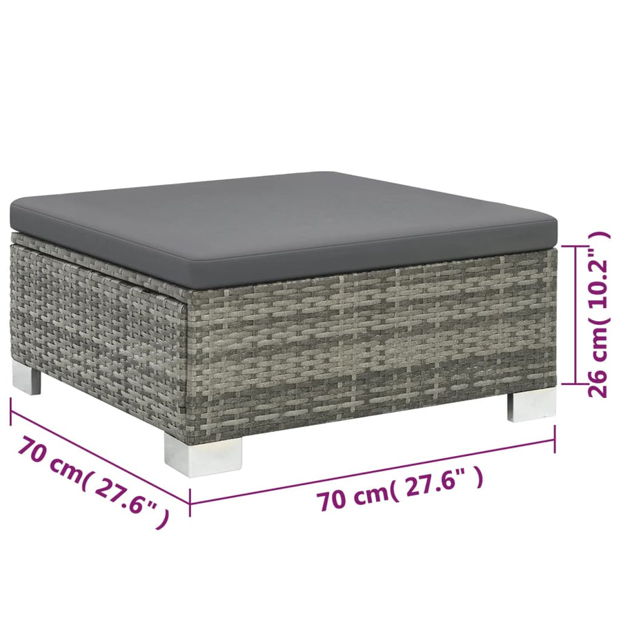 -Delige Loungeset Met Kussens Poly Rattan Grijs