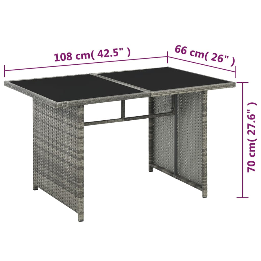 -Delige Loungeset Met Kussens Poly Rattan Grijs