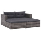 -Delige Loungeset Met Kussens Poly Rattan Grijs