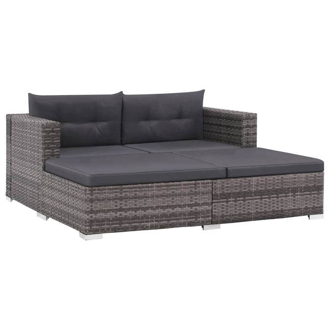 -Delige Loungeset Met Kussens Poly Rattan Grijs