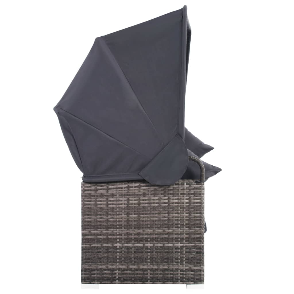 Loungeset Met Kussens Poly Rattan Grijs