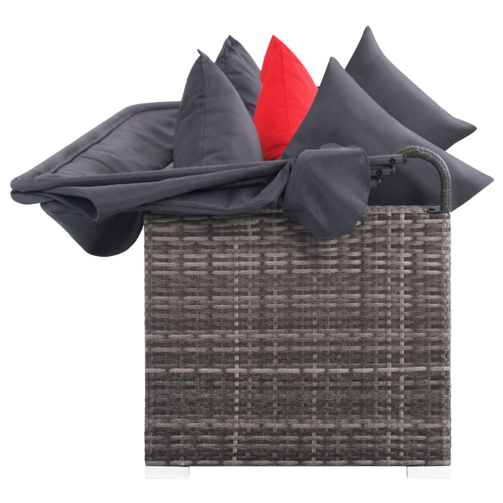 Loungeset Met Kussens Poly Rattan Grijs