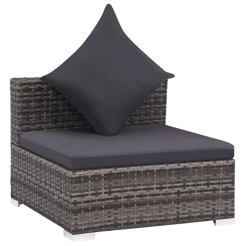 Loungeset Met Kussens Poly Rattan Grijs