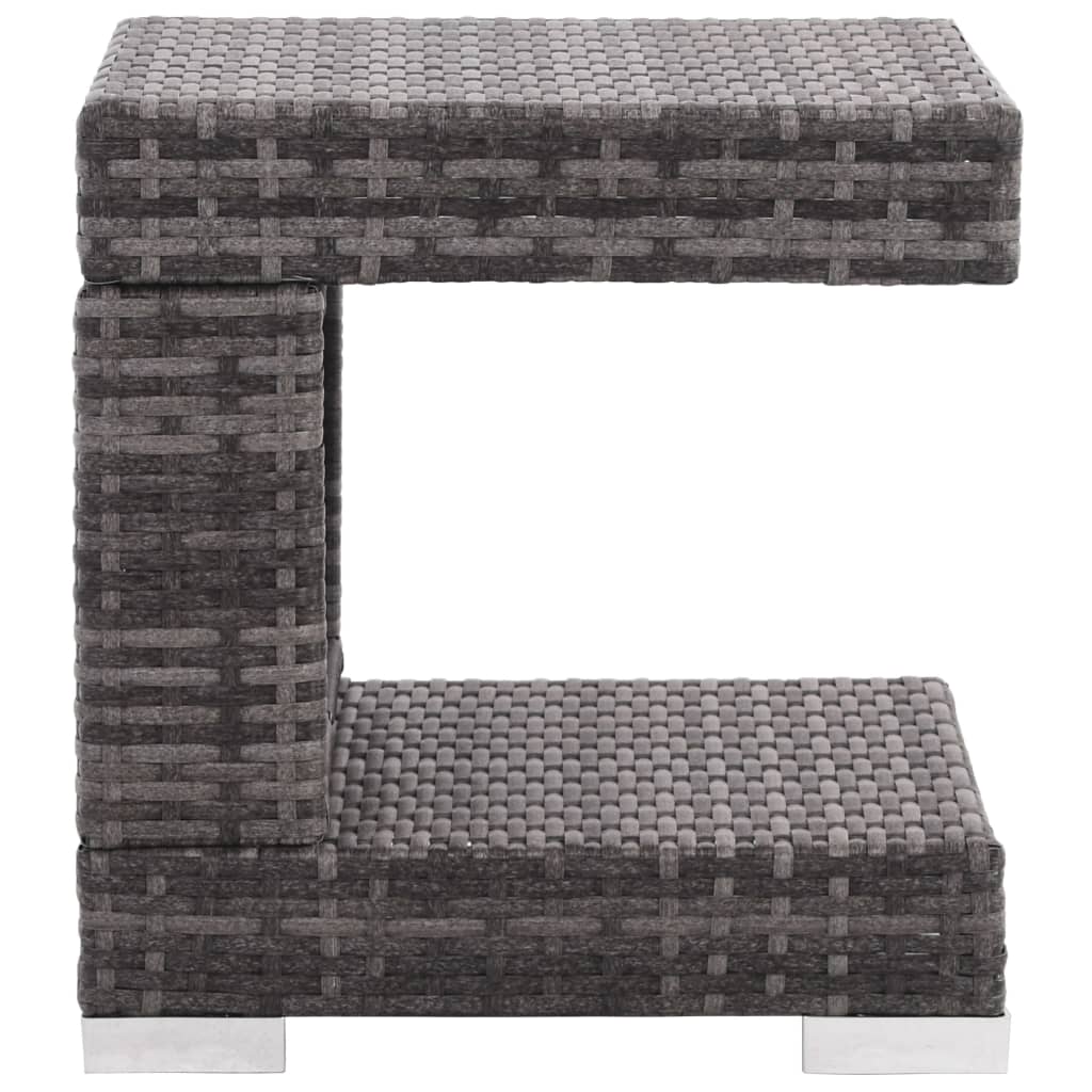 Loungeset Met Kussens Poly Rattan Grijs