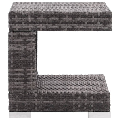 Loungeset Met Kussens Poly Rattan Grijs