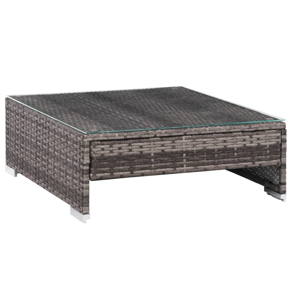Loungeset Met Kussens Poly Rattan Grijs