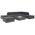 8-piece Lounge Set with Cushions Poly Rattan Grey