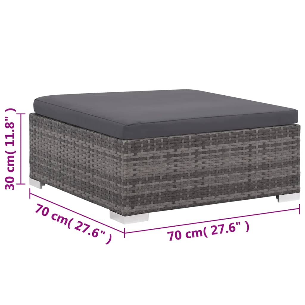 8-delige Loungeset met kussens poly rattan grijs