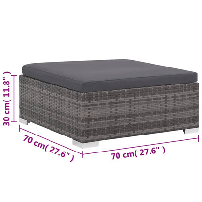 8-delige Loungeset met kussens poly rattan grijs
