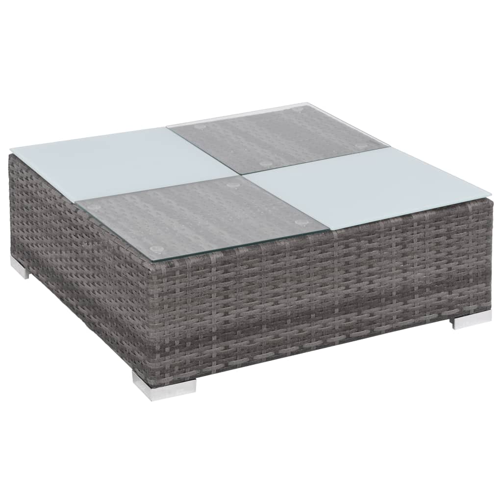 8-delige Loungeset met kussens poly rattan grijs