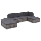 6-Delige Loungeset Met Kussens Poly Rattan Grijs