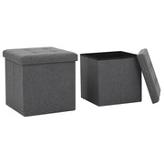 Opbergkrukken set 2 stuks donkergrijs kunstlinnen 38x38x38 cm