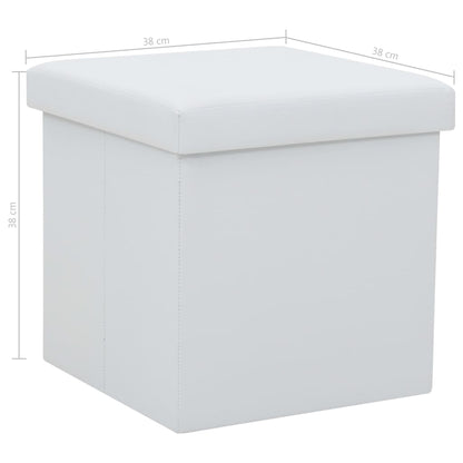 Opbergkrukken inklapbaar 2 st kunstleer wit