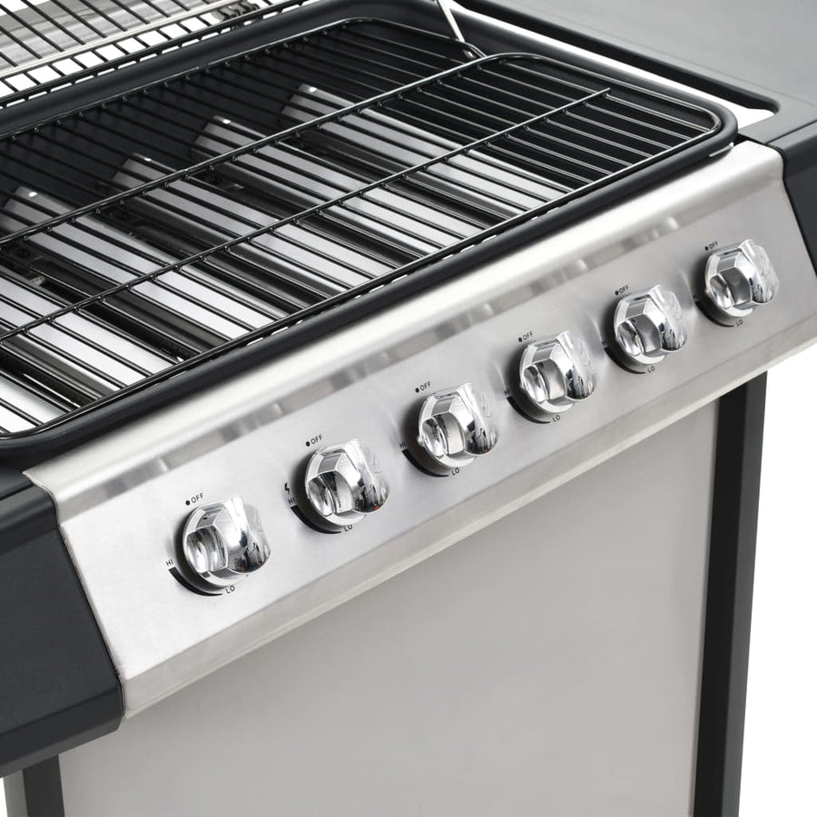 Gasbarbecue Met 6 Kookzones Roestvrij Staal Kleurig Zilver en zwart