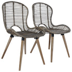 Dining Chairs 2 pcs natural Poly Rattan brown