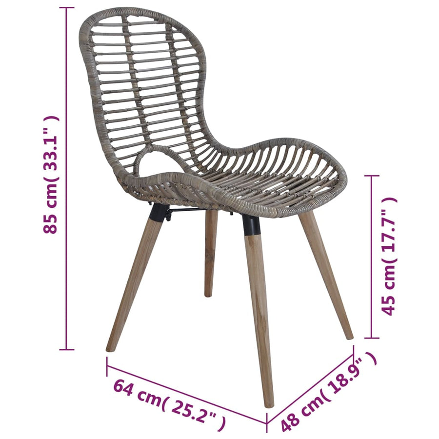 Eetkamerstoelen Natuurlijk Rattan 2 Bruin